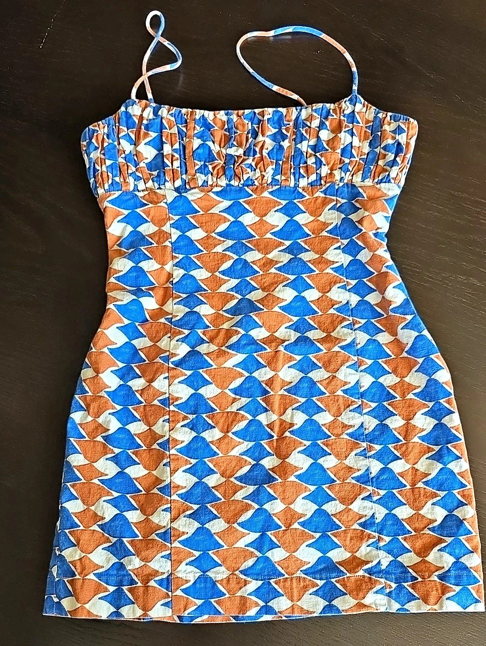 Maeve Geometric Mini Dress in Blue & Orange Size 2p